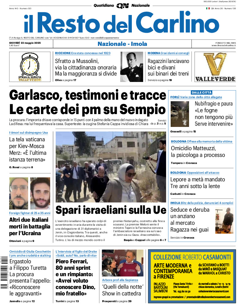 Prima-pagina-il resto del carlino-edizione-di-oggi-20250522